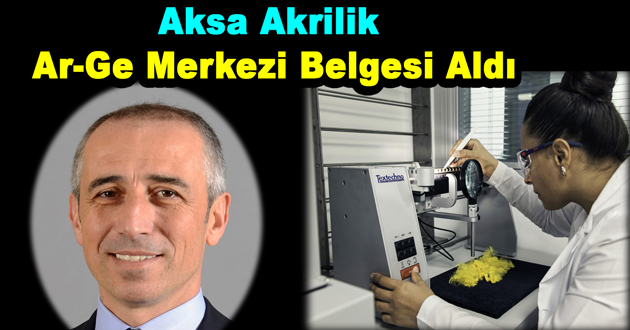 Aksa Akrilik Ar-Ge Merkezi Belgesi Aldı
