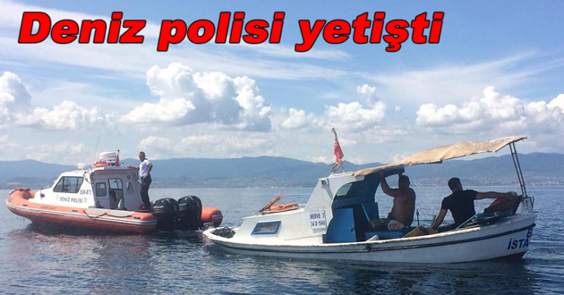 Batan tekneye polis yetişti