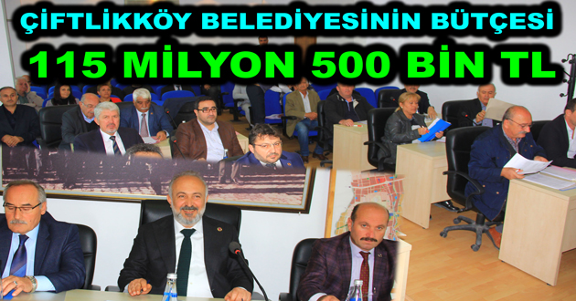 ÇİFTLİKKÖY BELEDİYESİNİN BÜTÇESİ 115 MİLYON 500 BİN TL