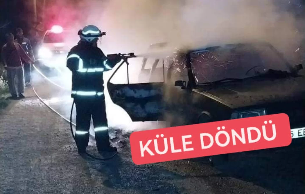 ÇİFTLİKKÖY DE ARABA KÜLE DÖNDÜ