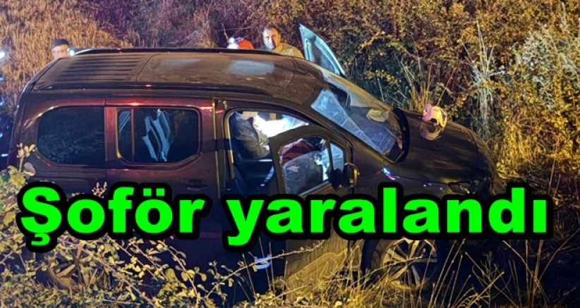 ÇİFTLİKKÖY’DE TİCARİ ARAÇ 4 METRELİK UÇURUMA DEVRİLDİ
