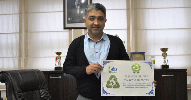 ÇINARCIK BELEDİYESİ TEŞEKKÜR BELGESİ ALDI