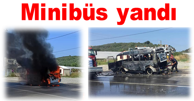 Çınarcık ta minibüs yandı