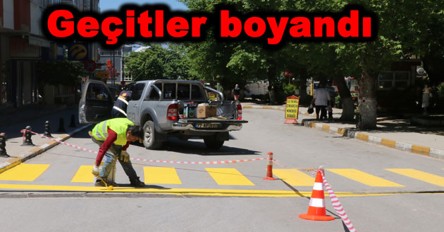 Çınarcıkta yaya geçitleri boyandı