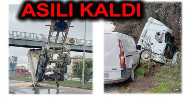 DAMPER ÜST GEÇİDE ÇARPTI ASILI KALDI