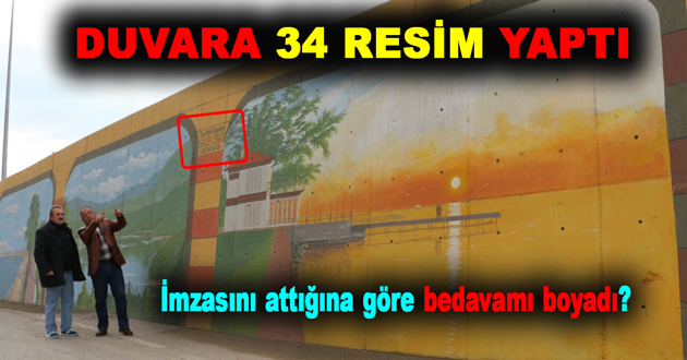 DUVARA 34 RESİM YAPTI