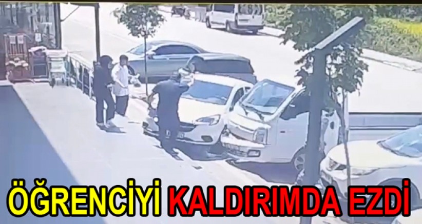 KALDIRIMA ÇIKAN ARABA ÖĞRENCİYİ ALTINA ALDI