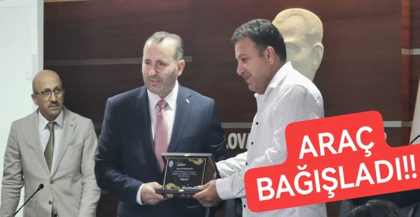 KAMYONET BAĞIŞLADI PLAKET ALDI