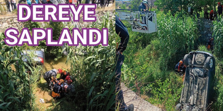 KİRAZLI SANAYİNDE OTOMOBİL DEREYE UÇTU