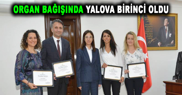 ORGAN BAĞIŞINDA YALOVA BİRİNCİ OLDU