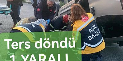 ALTINOVA’DA OTOMOBİL TERS DÖNDÜ