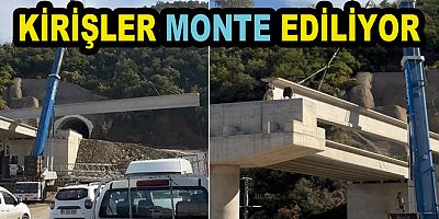 ARMUTLU TÜNELİNDE KİRİŞLER YERLEŞTİRİYOR