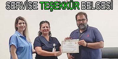ÇOCUK SAĞLIĞI SERVİSİNE TEŞEKKÜR BELGESİ