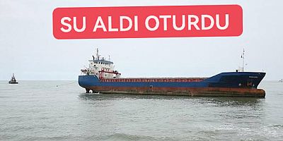 FIRTINADA GÖVDESİ DELİNEN GEMİ KARAYA OTURDU