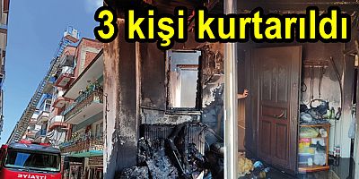 İTFAİYE YANGINDAN 3 KİŞİ KURTARDI