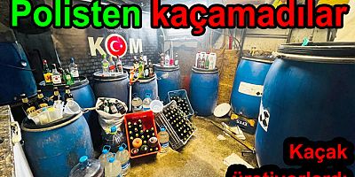 KAÇAK ALKOL ÜRETİCİLERİ POLİSTEN KAÇAMADI