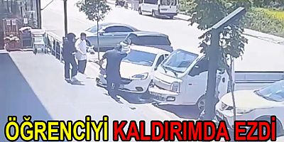 KALDIRIMA ÇIKAN ARABA ÖĞRENCİYİ ALTINA ALDI