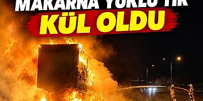 MAKARNA YÜKLÜ TIR BİR ANDA ALEV TOPUNA DÖNDÜ