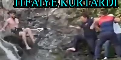 ŞELALEDE MAHSUR KALDI İTFAİYE KURTARDI