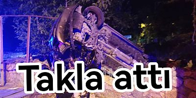 TAKLA ATAN OTOMOBİL DUVARA VURDU