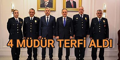 YALOVA EMNİYETİNDE 4 MÜDÜR BİRİNCİ SINIFA TERFİ ETTİ
