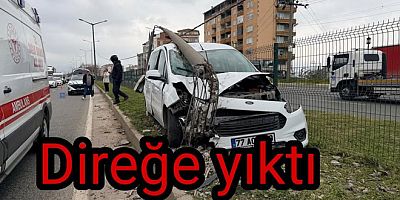 YALOVA PLAKALI ARAÇ DİREĞİ DEVİRDİ