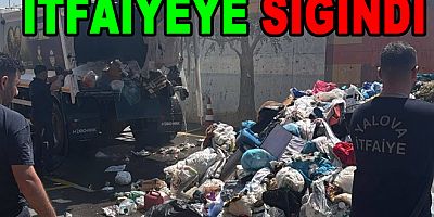 YANAN ÇÖP KAMYONU İTFAİYEYE SIĞINDI