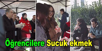 YAÜ’DE SINAV ÖNCESİ ÖĞRENCİLERE SUCUK EKMEK DAĞITILDI