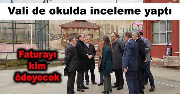 Vali de heyelan yaşanan okulda inceleme yaptı