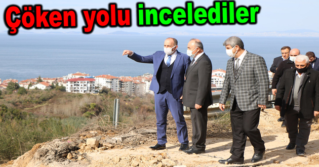Vali Erol çöken yolu inceledi