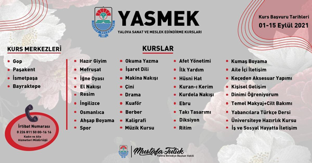 Yalova Belediyesi kursları başladı