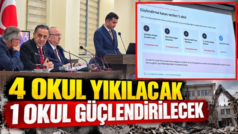 YALOVA’DA 4 OKUL YIKILIP YAPILACAK TERMAL FEN LİSESİ GÜÇLENDİRİLECEK
