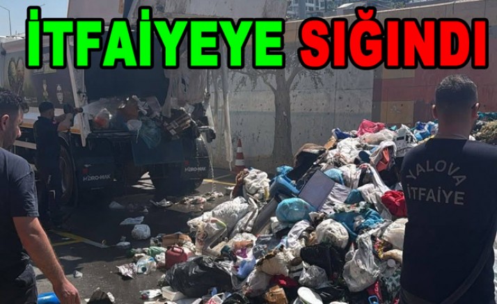 YANAN ÇÖP KAMYONU İTFAİYEYE SIĞINDI