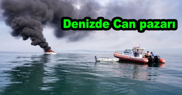 Yanan Tekneden 2 kişi kurtarıldı